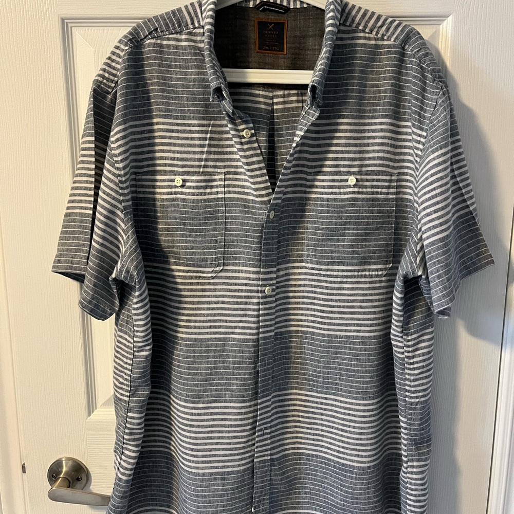 Denver Hayes Men's Light blue and White Striped Shirt